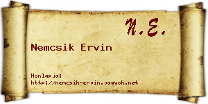 Nemcsik Ervin névjegykártya